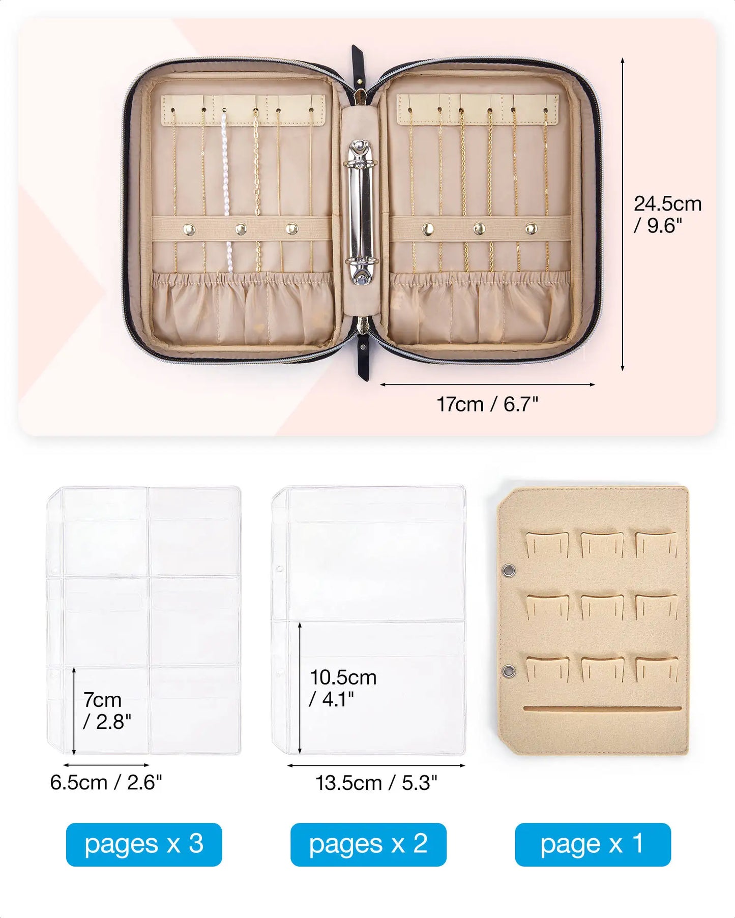 BAGSMART Jewelry Travel Organizer Case Transparent Jewelry Storage Book Ring Binder Jewelry Bags Clear Booklet Zipper Pouch Bag