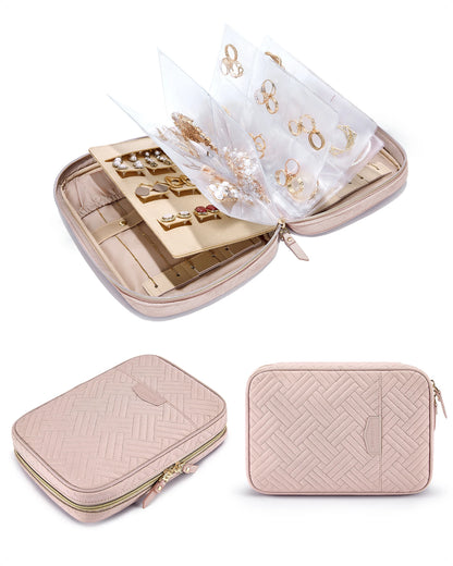 BAGSMART Jewelry Travel Organizer Case Transparent Jewelry Storage Book Ring Binder Jewelry Bags Clear Booklet Zipper Pouch Bag