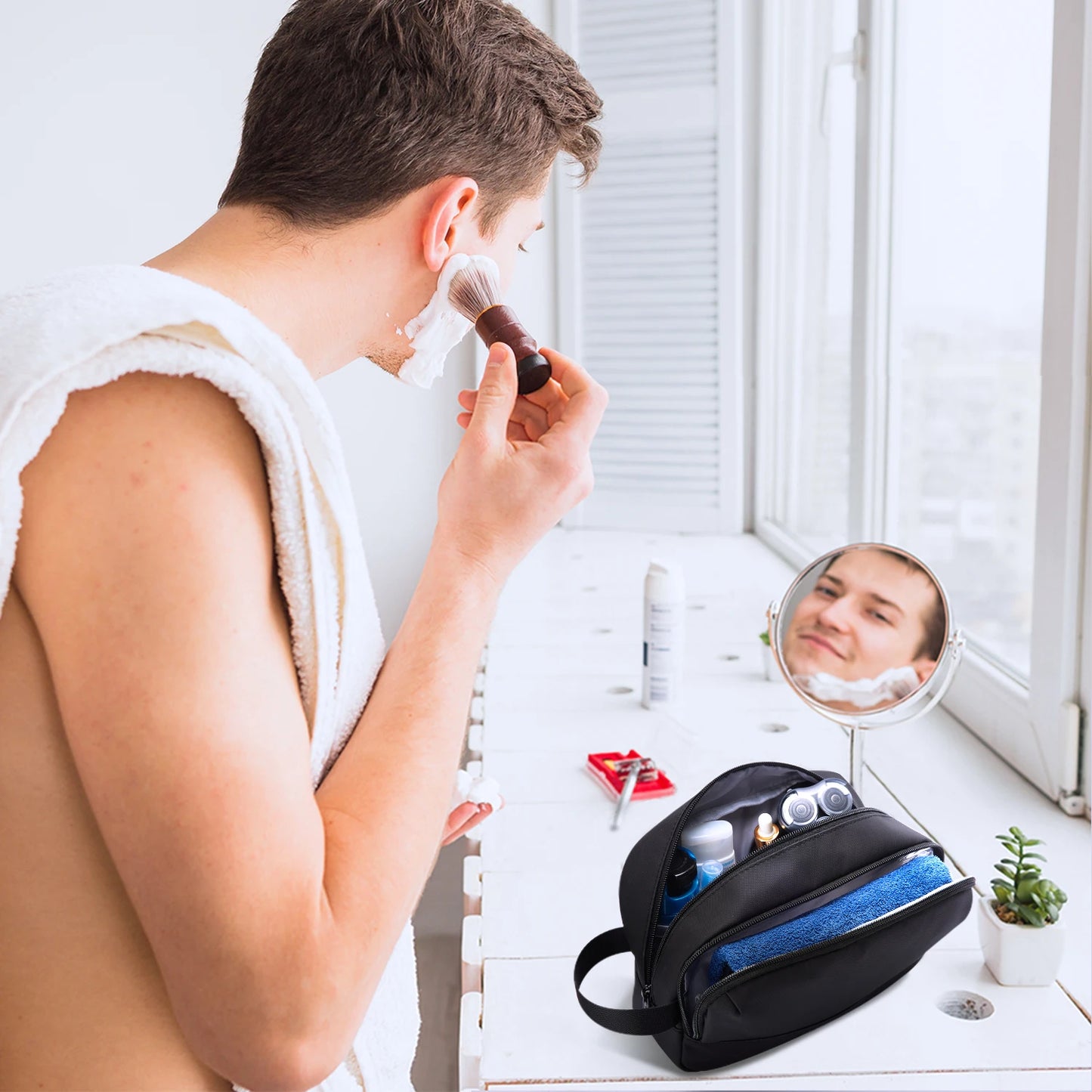BAGSMART Large Capacity Toiletry Bag for Men Travel Toiletry Organizer Dopp Kit Waterproof Shaving Bag for Toiletries Accessory