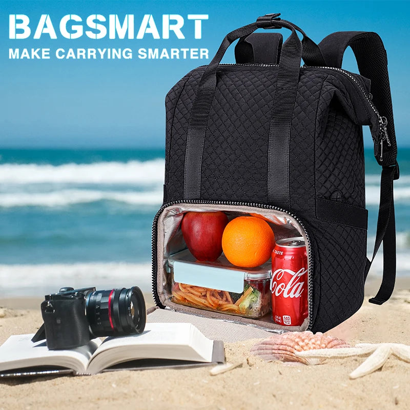 BAGSMART Large Capacity Travel Backpack Outdoor for Men Women Insulated Cool Backpack for Picnic Meal Bag with USB Charging Port