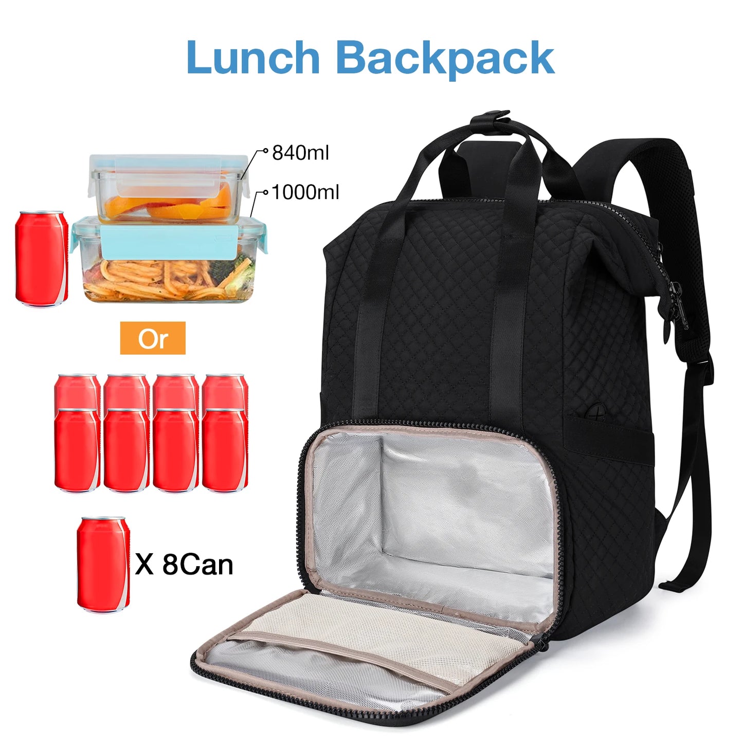 BAGSMART Large Capacity Travel Backpack Outdoor for Men Women Insulated Cool Backpack for Picnic Meal Bag with USB Charging Port