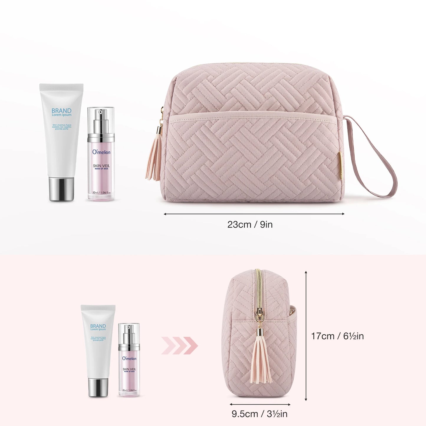 BAGSMART Makeup Bag Elegant Roomy Cosmetic Pouch for Women Purse Travel Water-resistant Toiletry Bag Makeup Accessories Organize
