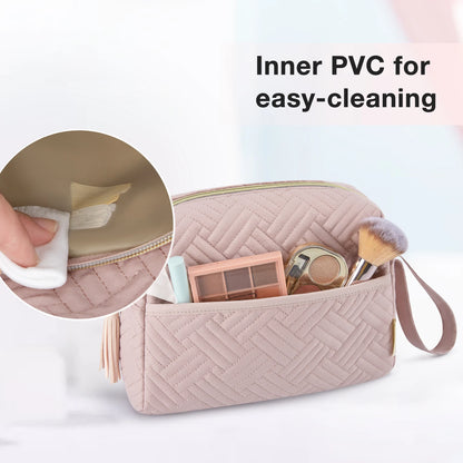 BAGSMART Makeup Bag Elegant Roomy Cosmetic Pouch for Women Purse Travel Water-resistant Toiletry Bag Makeup Accessories Organize