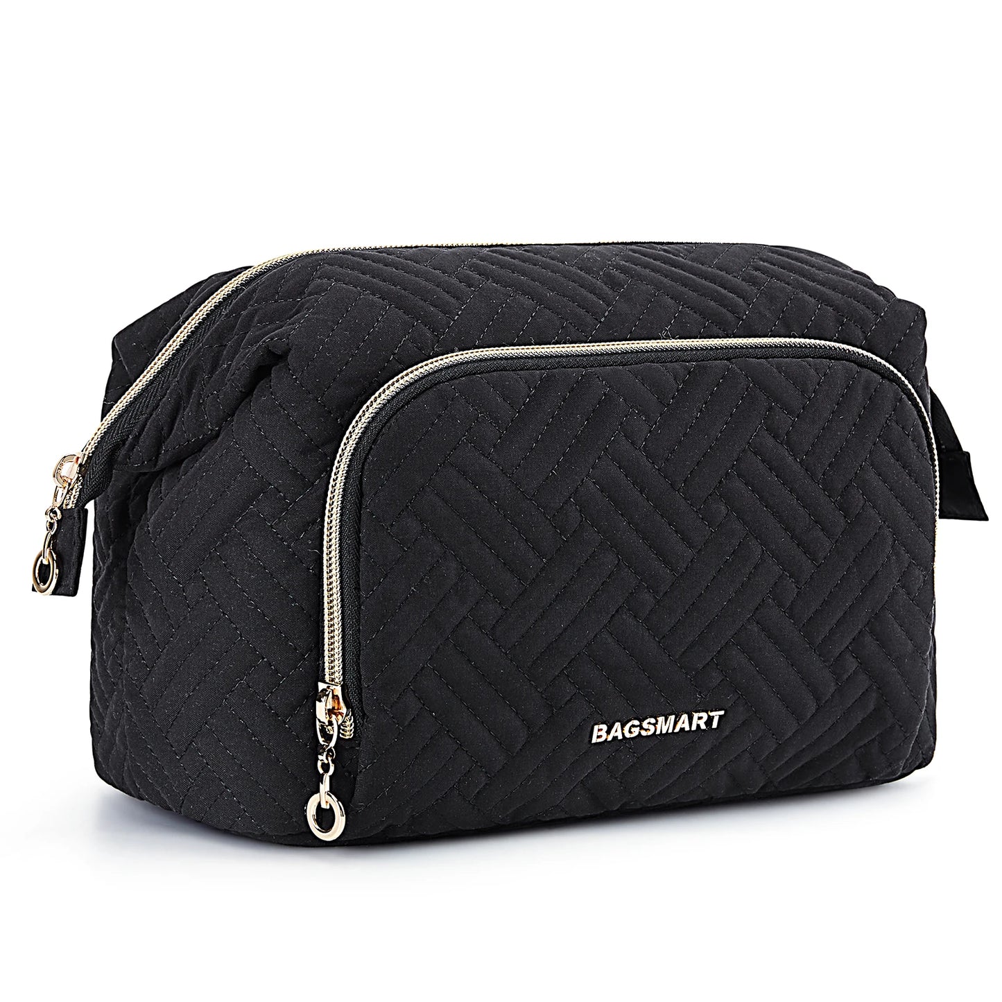 BAGSMART Makeup Bag Women's Cosmetic Bag Make Up Pencil Case Large Wide-open Pouch for Toiletries Travel Essentials