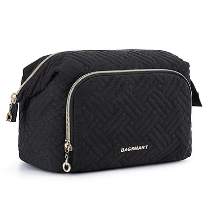 BAGSMART Makeup Bag Women's Cosmetic Bag Make Up Pencil Case Large Wide-open Pouch for Toiletries Travel Essentials
