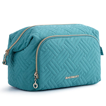 BAGSMART Makeup Bag Women's Cosmetic Bag Make Up Pencil Case Large Wide-open Pouch for Toiletries Travel Essentials