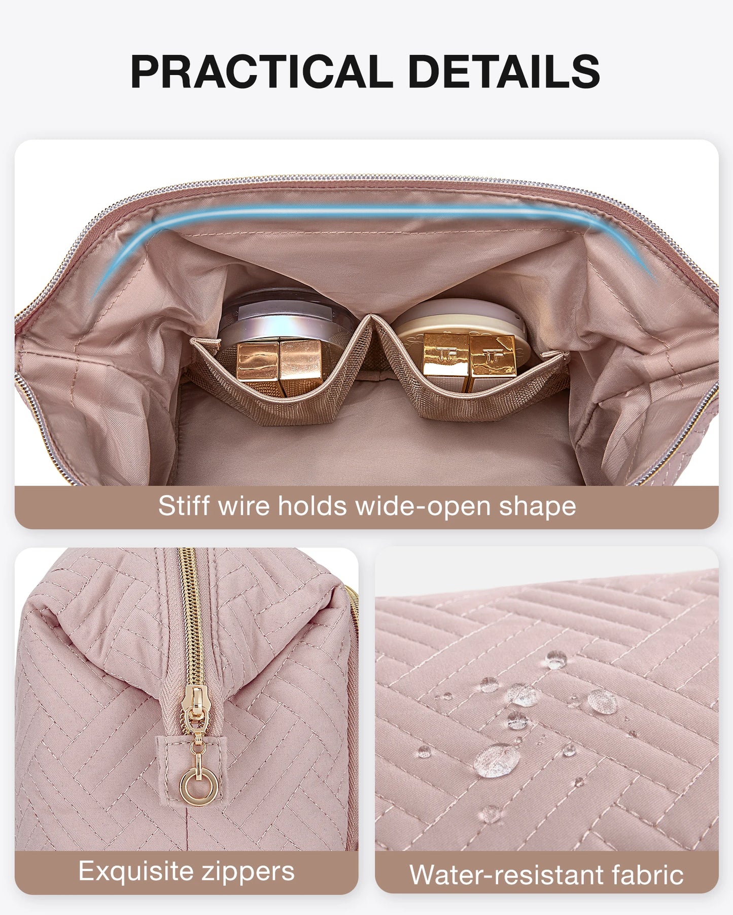 BAGSMART Makeup Bag Women's Cosmetic Bag Make Up Pencil Case Large Wide-open Pouch for Toiletries Travel Essentials