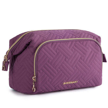 BAGSMART Makeup Bag Women's Cosmetic Bag Make Up Pencil Case Large Wide-open Pouch for Toiletries Travel Essentials