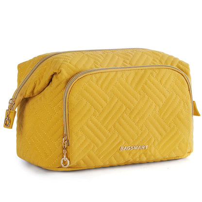 BAGSMART Makeup Bag Women's Cosmetic Bag Make Up Pencil Case Large Wide-open Pouch for Toiletries Travel Essentials