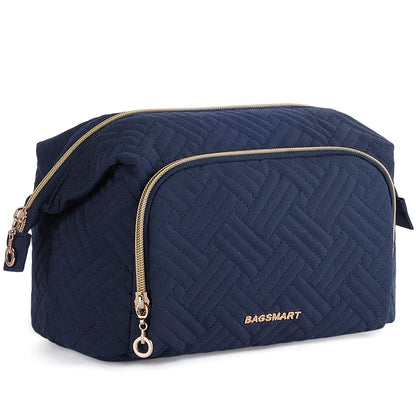 BAGSMART Makeup Bag Women's Cosmetic Bag Make Up Pencil Case Large Wide-open Pouch for Toiletries Travel Essentials