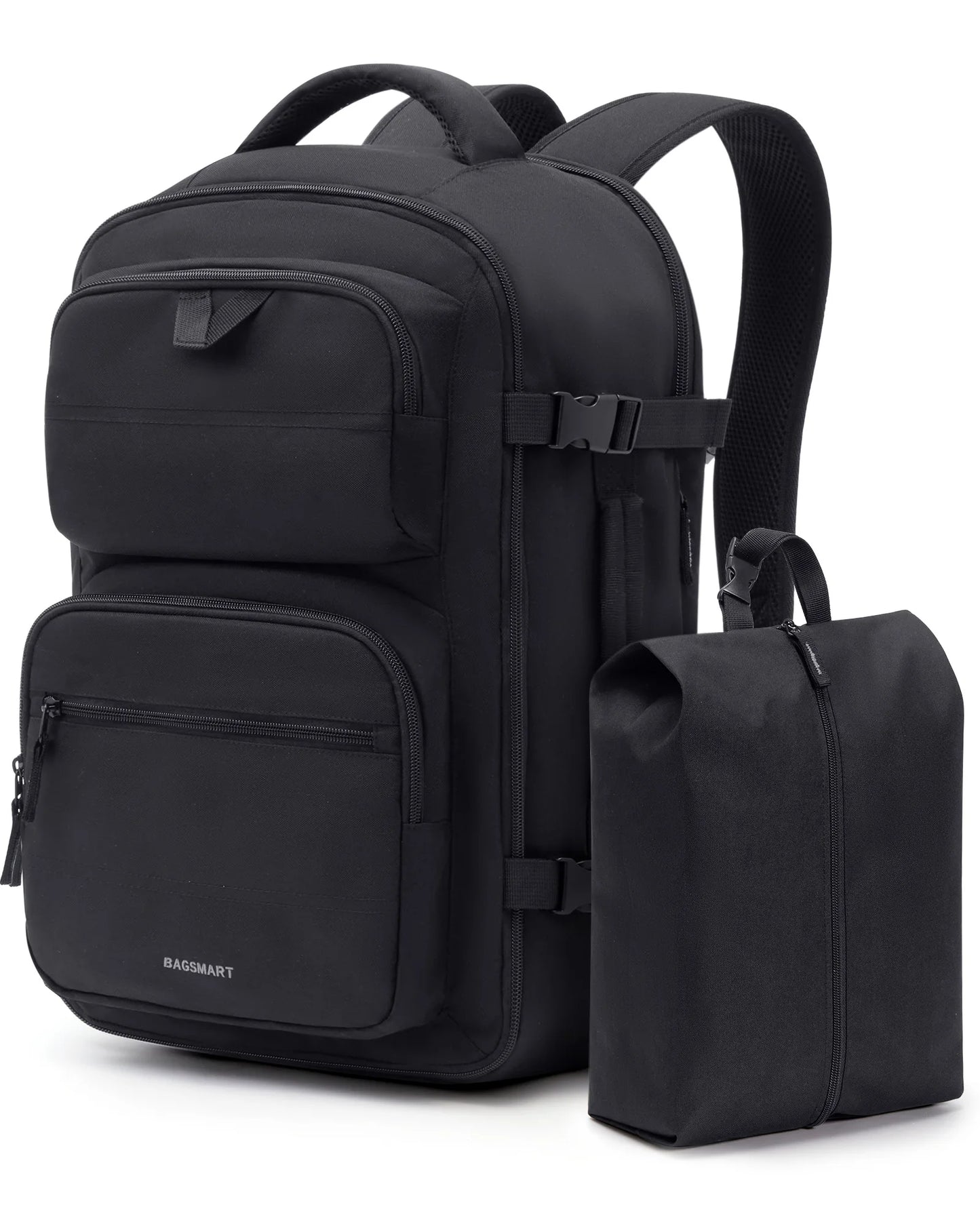 BAGSMART Men's Backpack 2PCS Flight Approved Carry on Backpack with Shoe Bag TSA 40L Large Suitcases Travel Backpack Airline