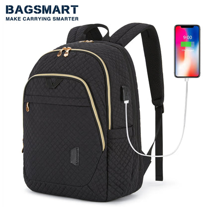 BAGSMART Men's Backpack Anti-theft Large Waterproof Women School Bags Travel Bussiness Laptop Backpacks with USB Charging Port