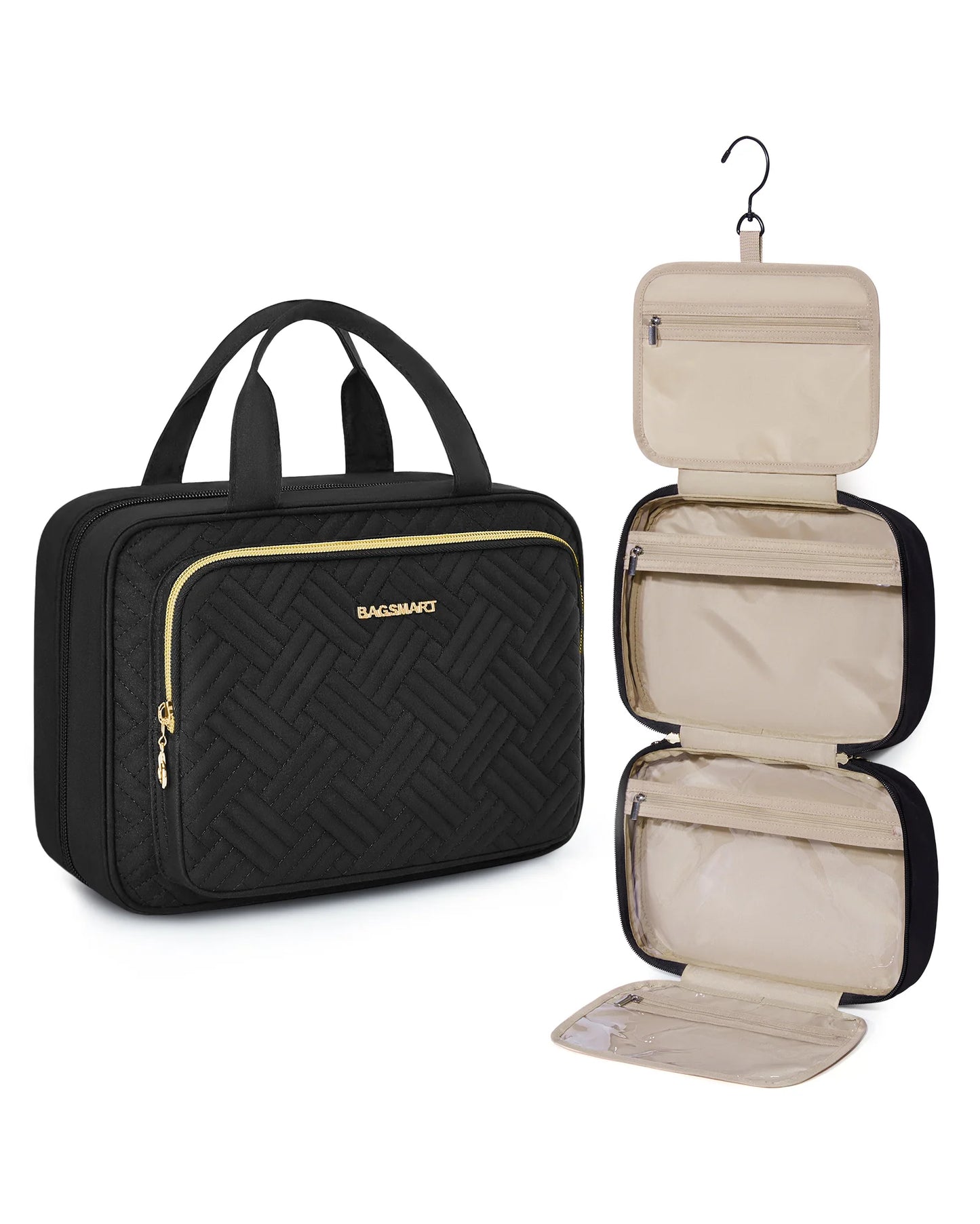 BAGSMART Toiletry Bag Hanging Travel Makeup Organizer with TSA Approved Transparent Cosmetic Bag Make Up Case Pencil cases
