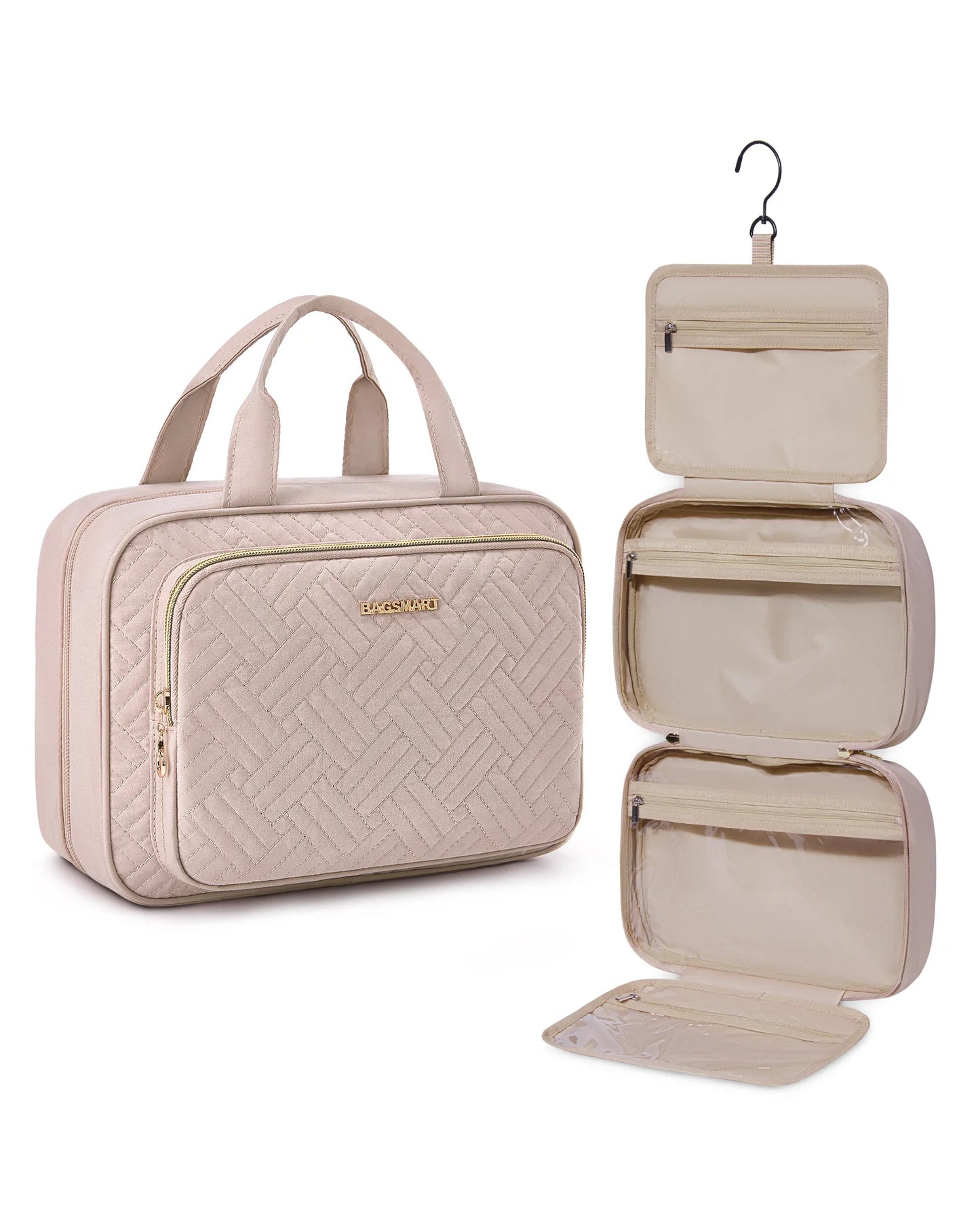 BAGSMART Toiletry Bag Hanging Travel Makeup Organizer with TSA Approved Transparent Cosmetic Bag Make Up Case Pencil cases