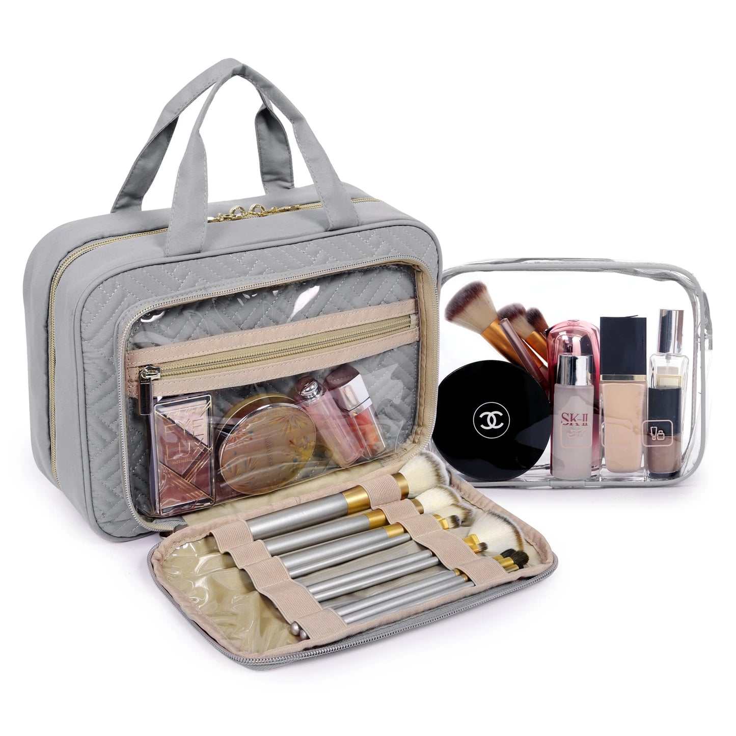 BAGSMART Toiletry Bag Hanging Travel Makeup Organizer with TSA Approved Transparent Cosmetic Bag Make Up Case Pencil cases