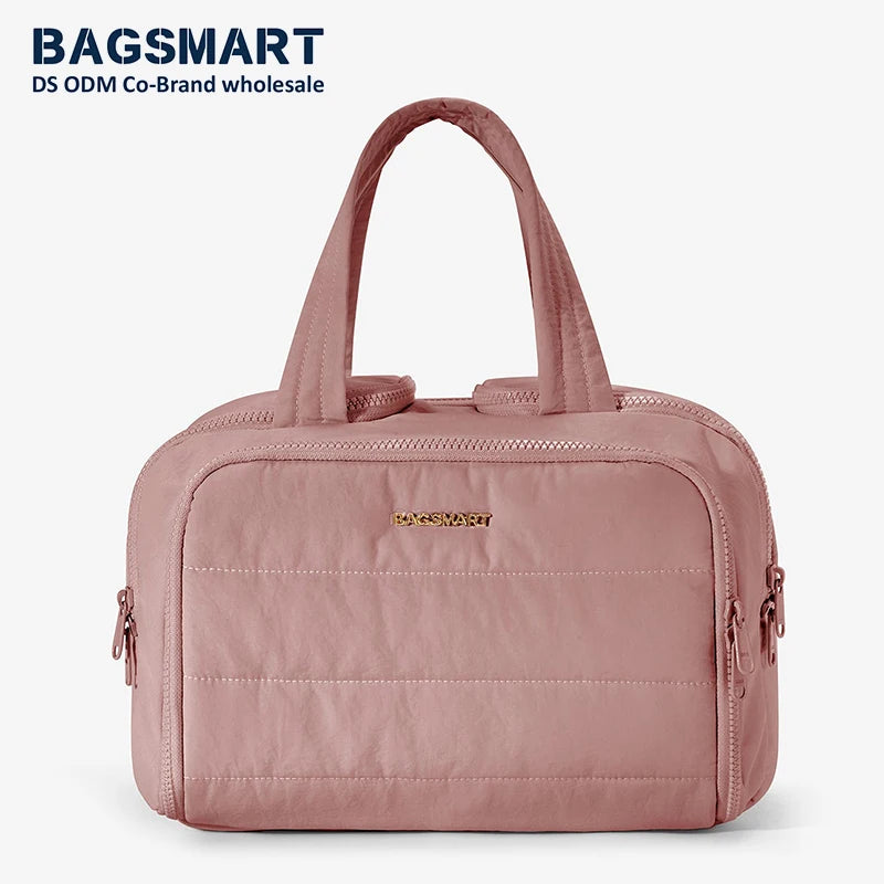 BAGSMART Toiletry Bag Lightweight Large Wide-open Travel Bag for Women Cosmetic Makeup Bag Organizer with Handle for Accessories