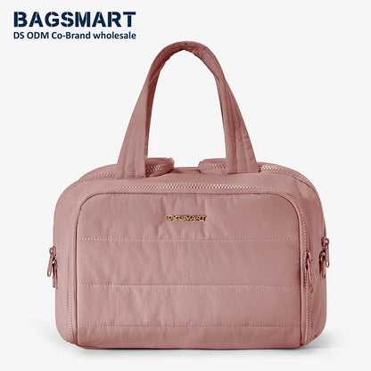 BAGSMART Toiletry Bag Lightweight Large Wide-open Travel Bag for Women Cosmetic Makeup Bag Organizer with Handle for Accessories