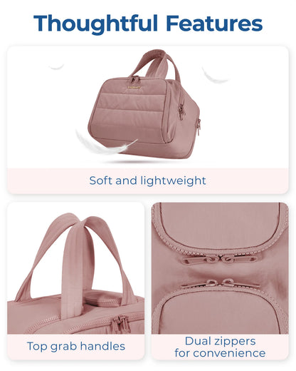 BAGSMART Toiletry Bag Lightweight Large Wide-open Travel Bag for Women Cosmetic Makeup Bag Organizer with Handle for Accessories