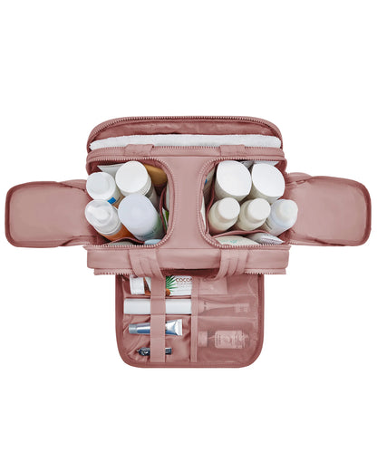 BAGSMART Toiletry Bag Lightweight Large Wide-open Travel Bag for Women Cosmetic Makeup Bag Organizer with Handle for Accessories
