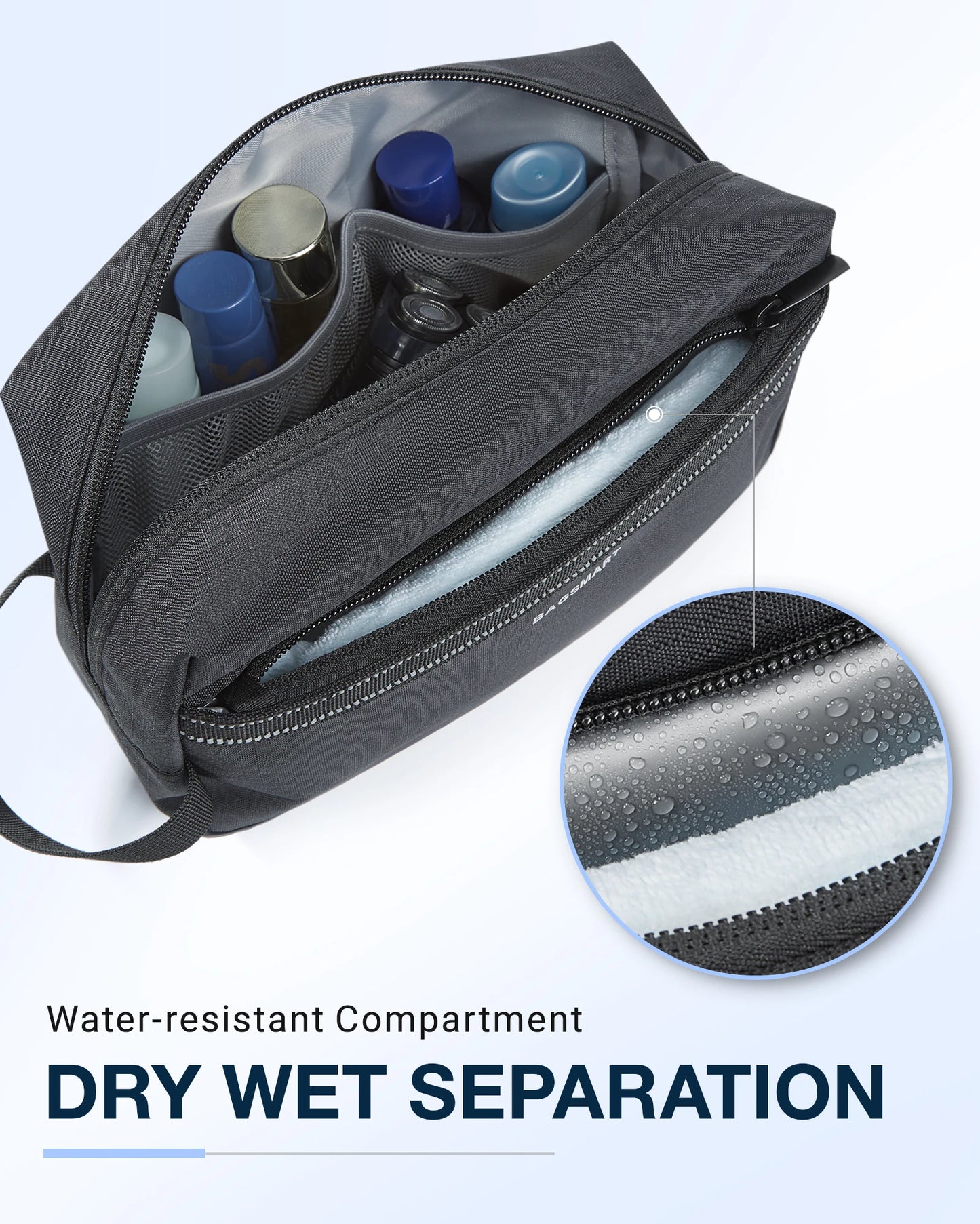 BAGSMART Toiletry Bag for Men Cosmetic Bag Dopp Kit with Large Capacity Waterproof Shower Bag for Travel Essentials Makeup Bag