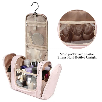 BAGSMART Toiletry Bag for Women Travel Toiletry Organizer with hanging hook Water-resistant Cosmetic Makeup Bag for Toiletries