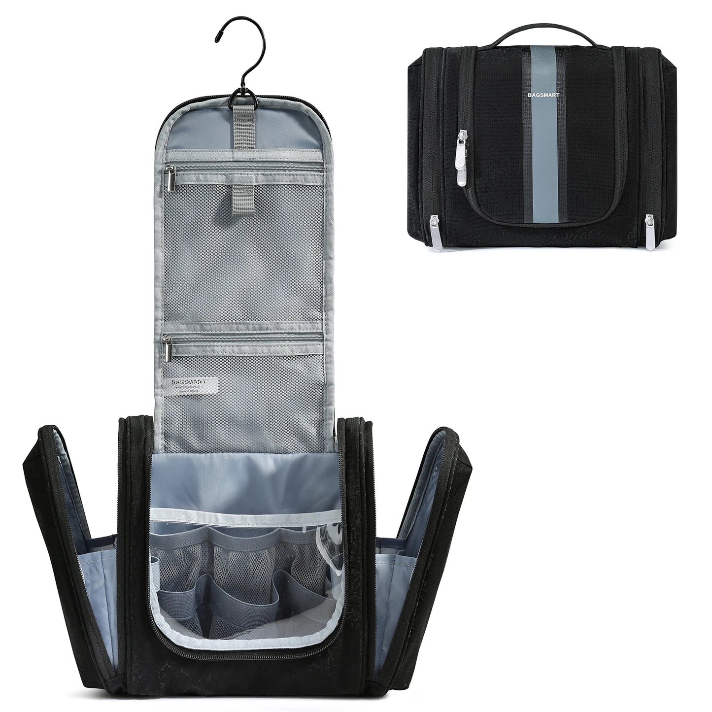 BAGSMART Toiletry Bag for Women Travel Toiletry Organizer with hanging hook Water-resistant Cosmetic Makeup Bag for Toiletries