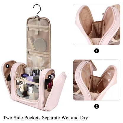 BAGSMART Toiletry Bag for Women Travel Toiletry Organizer with hanging hook Water-resistant Cosmetic Makeup Bag for Toiletries