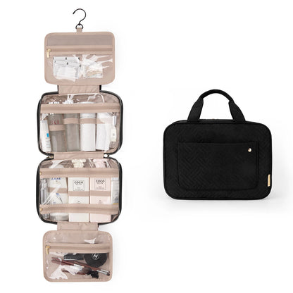 BAGSMART Toiletry Bag with Hanging Hook Water-resistant Makeup Bag Travel Organizer for Shampoo Full Sized Container Toiletries