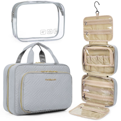 BAGSMART Toiletry Bags For Women Make Up Pouch with TSA Transparent Cosmetic Bag Hanging Travel Toiletries Organizer Handbag