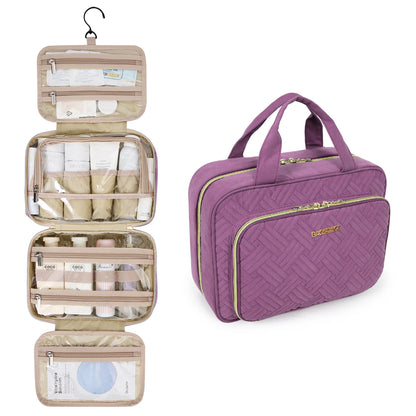 BAGSMART Toiletry Bags For Women Make Up Pouch with TSA Transparent Cosmetic Bag Hanging Travel Toiletries Organizer Handbag