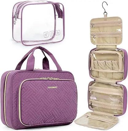 BAGSMART Toiletry Bags For Women Make Up Pouch with TSA Transparent Cosmetic Bag Hanging Travel Toiletries Organizer Handbag