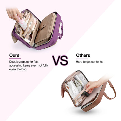 BAGSMART Toiletry Bags For Women Make Up Pouch with TSA Transparent Cosmetic Bag Hanging Travel Toiletries Organizer Handbag
