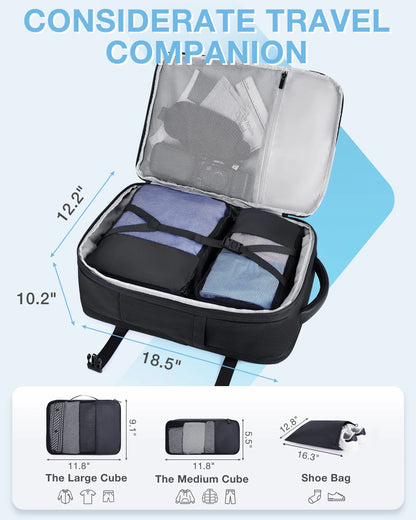 BAGSMART Travel Backpack Men 4PCS Multi-Function Luggage Lightweight Waterproof Laptop Bagpacks Cabin Backpack With Shoes Pocket