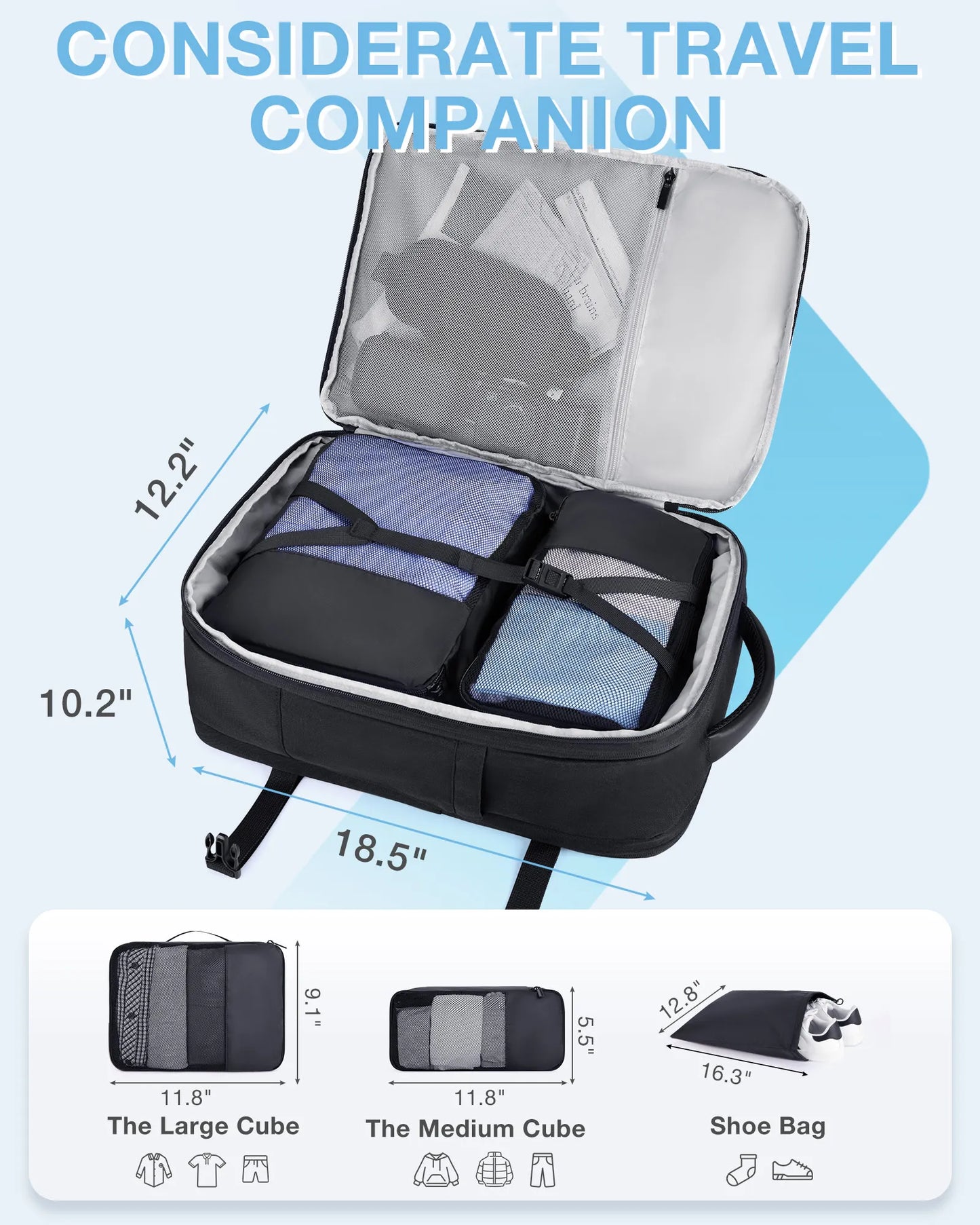 BAGSMART Travel Backpack Men Business Backpack School Expandable USB Bag Large Capacity 17.3 Laptop Waterproof Cabin Backpack