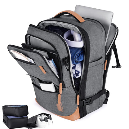 BAGSMART Travel Backpack Men Business Backpack School Expandable USB Bag Large Capacity 17.3 Laptop Waterproof Cabin Backpack