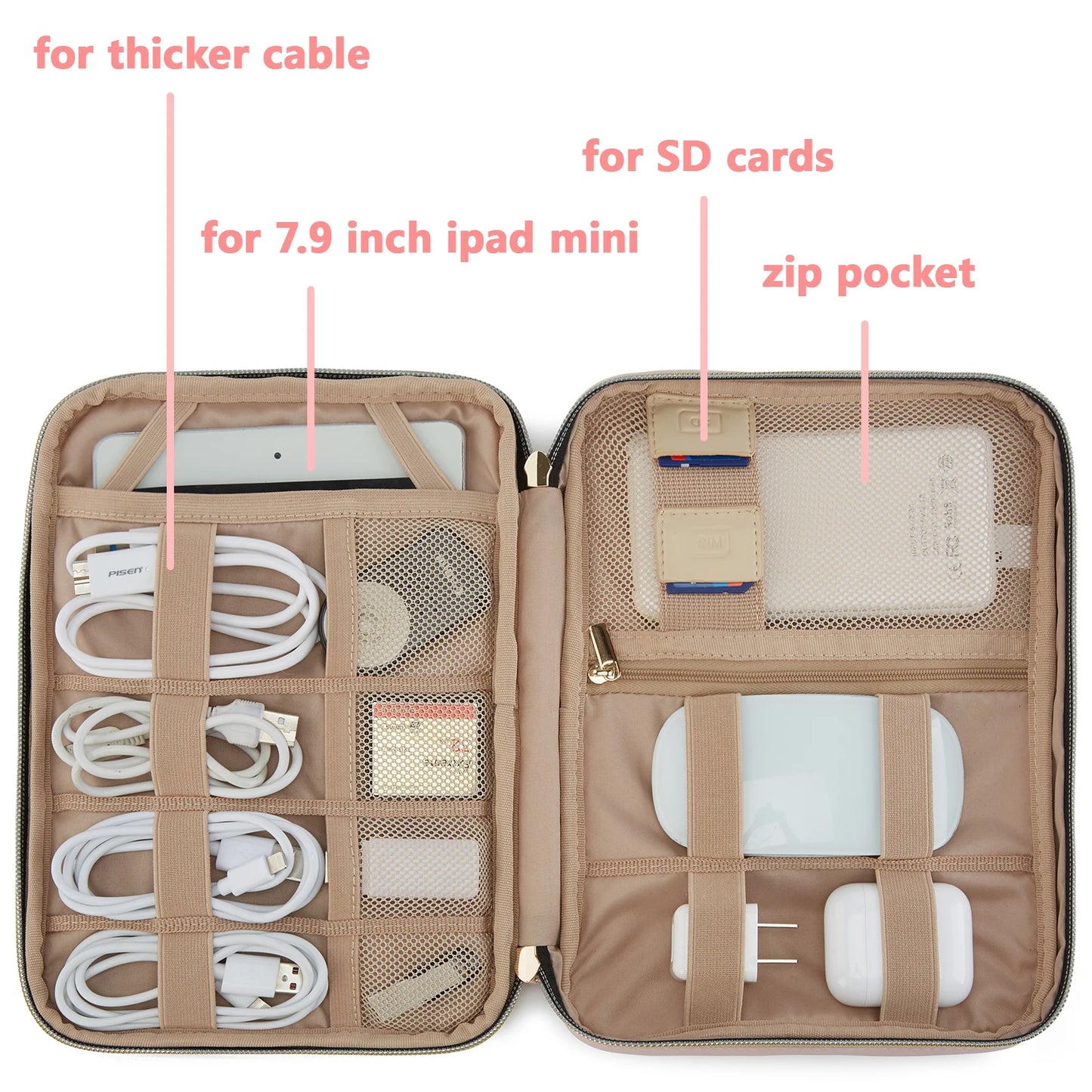 BAGSMART Travel Cable Storage Multi-Function Digital Storage Bag Business Gadget Organizer Digital Pouch Ipad Earphone Charge