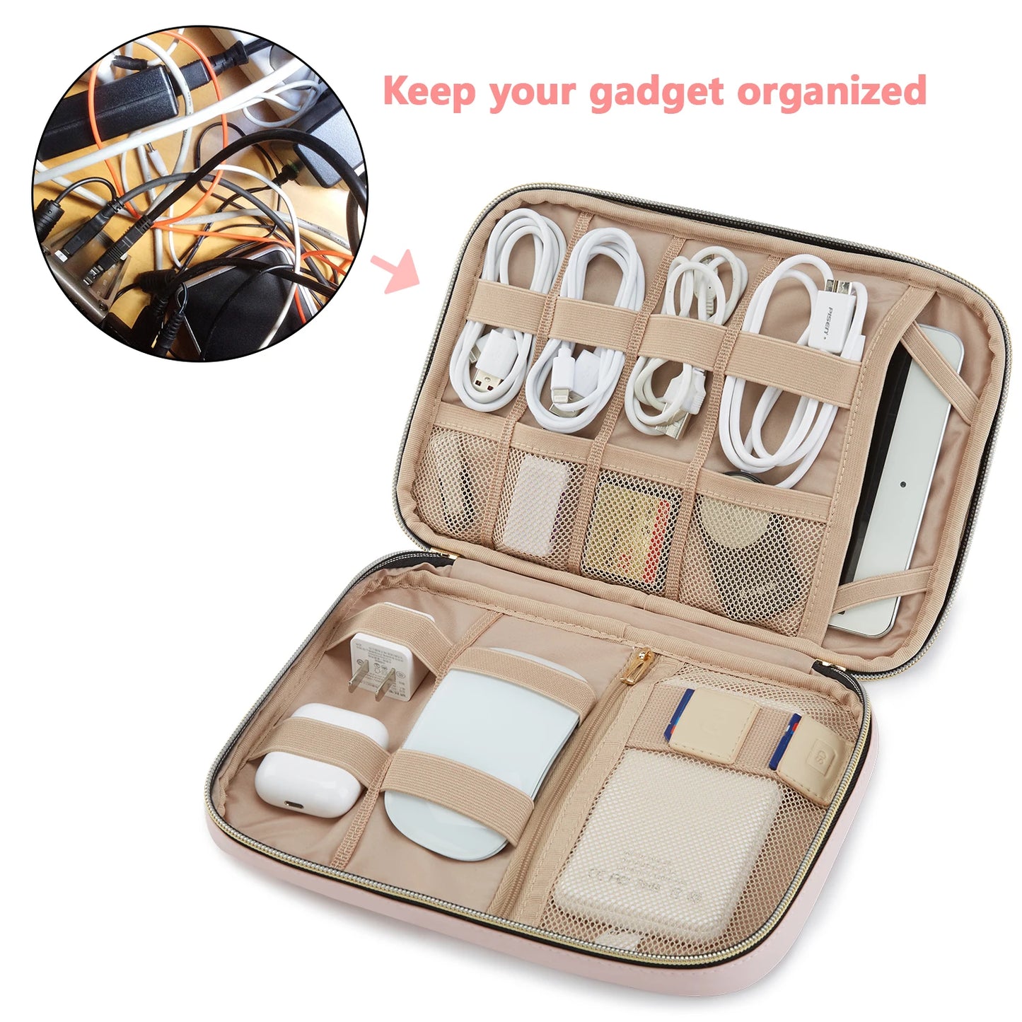 BAGSMART Travel Cable Storage Multi-Function Digital Storage Bag Business Gadget Organizer Digital Pouch Ipad Earphone Charge