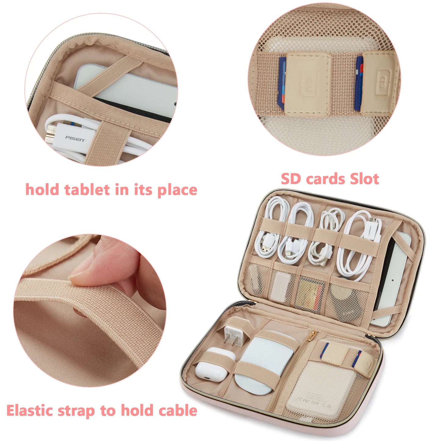 BAGSMART Travel Cable Storage Multi-Function Digital Storage Bag Business Gadget Organizer Digital Pouch Ipad Earphone Charge