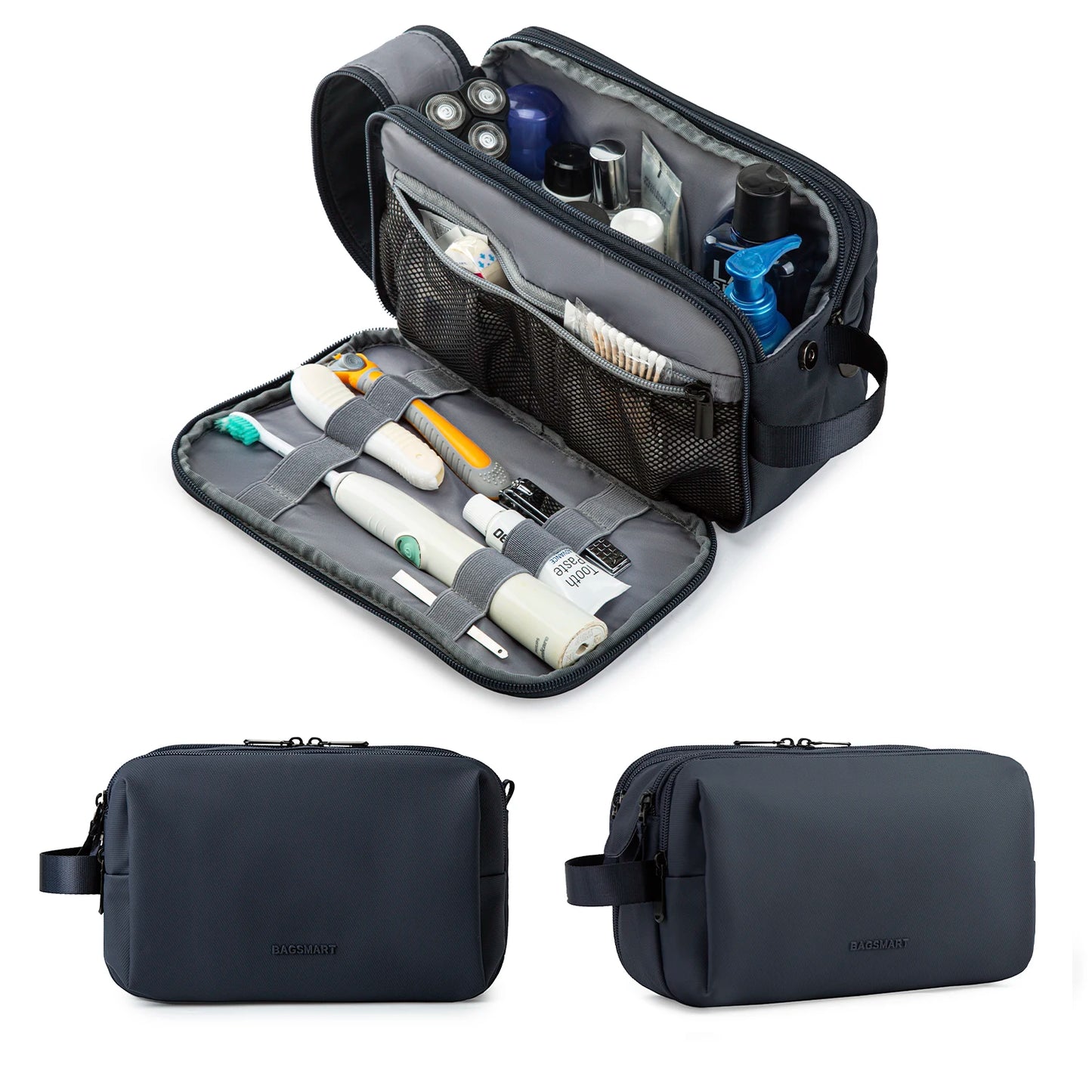 BAGSMART Travel Cosmetic Bag Functional Hanging Zipper Makeup Case Necessaries Organizer Storage Pouch Toiletry Make Up Wash Bag