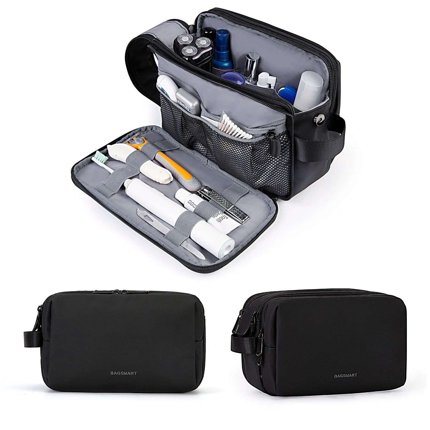 BAGSMART Travel Cosmetic Bag Functional Hanging Zipper Makeup Case Necessaries Organizer Storage Pouch Toiletry Make Up Wash Bag