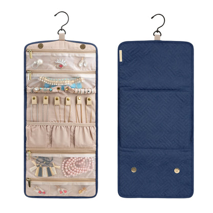 BAGSMART Travel Hanging Jewelry Organizer Case Foldable Jewelry Roll with Hanger for Journey-Rings Necklaces Bracelets Earrings