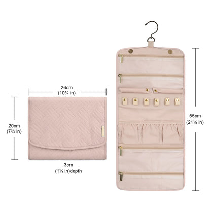 BAGSMART Travel Hanging Jewelry Organizer Case Foldable Jewelry Roll with Hanger for Journey-Rings Necklaces Bracelets Earrings