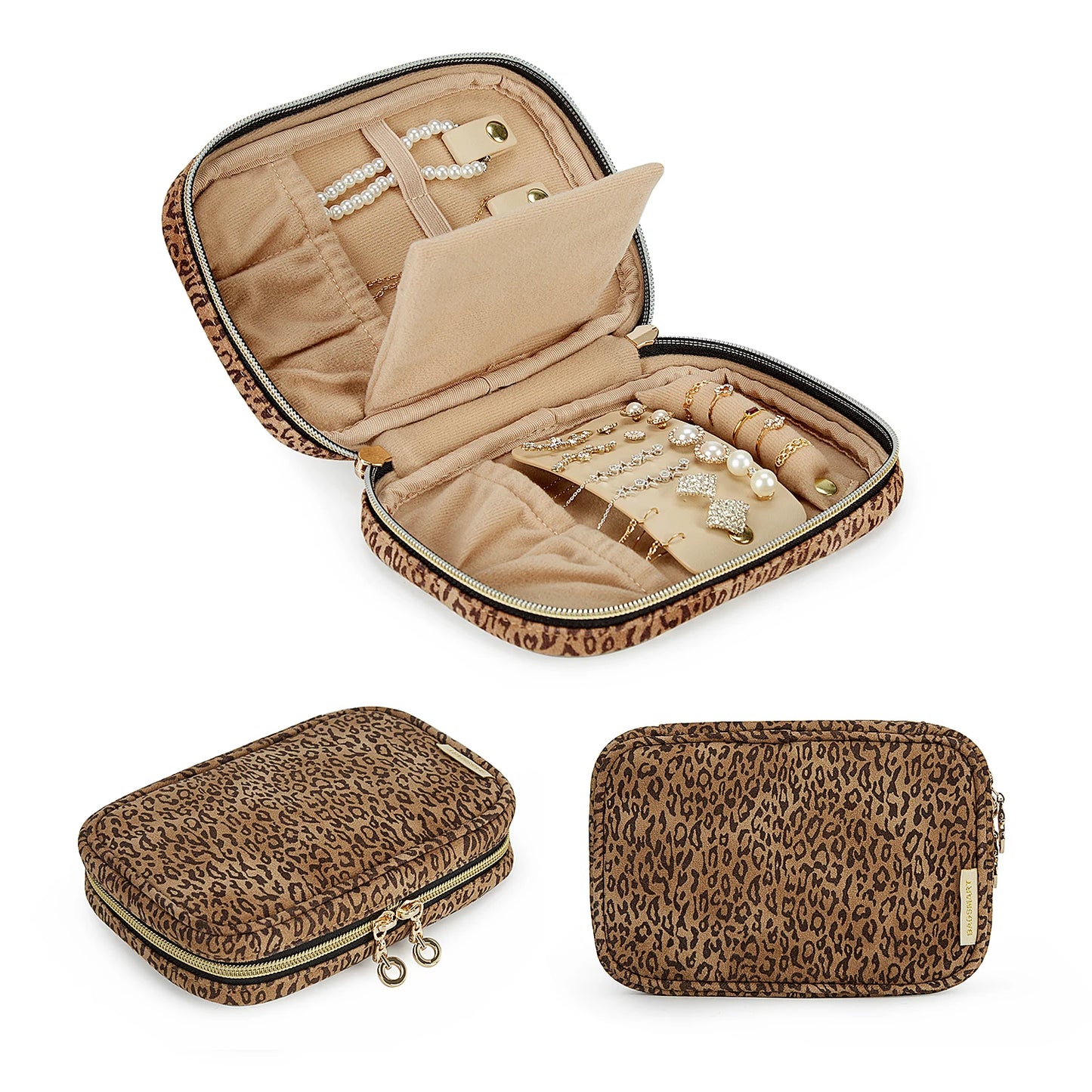 BAGSMART Travel Jewelry Organizer Case Small Jewelry Roll for Journey-Rings, Necklaces, Earrings, Bracelets