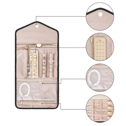 BAGSMART Travel Jewelry Organizer Women Roll Foldable Jewelry Case for Journey-Rings Necklaces Bracelets Earrings