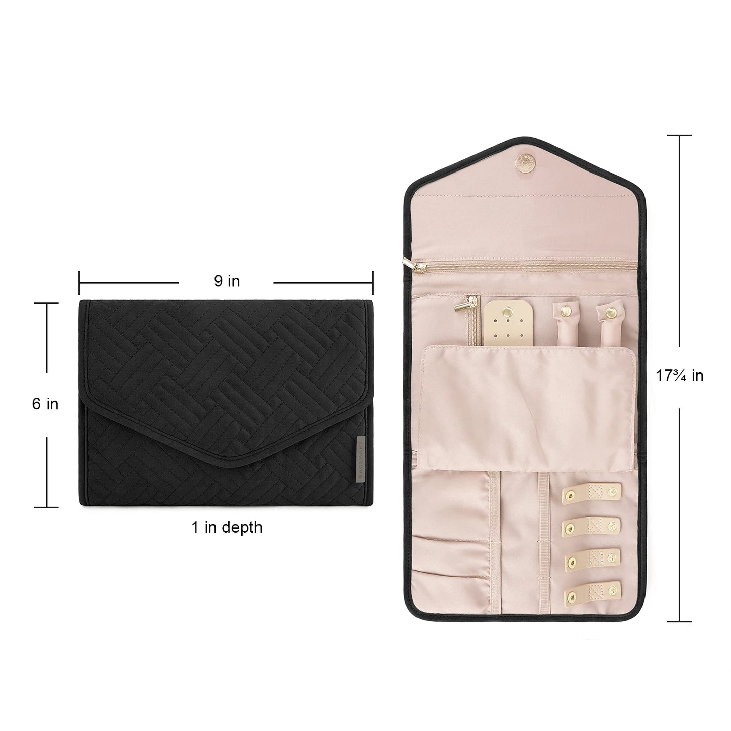 BAGSMART Travel Jewelry Organizer Women Roll Foldable Jewelry Case for Journey-Rings Necklaces Bracelets Earrings
