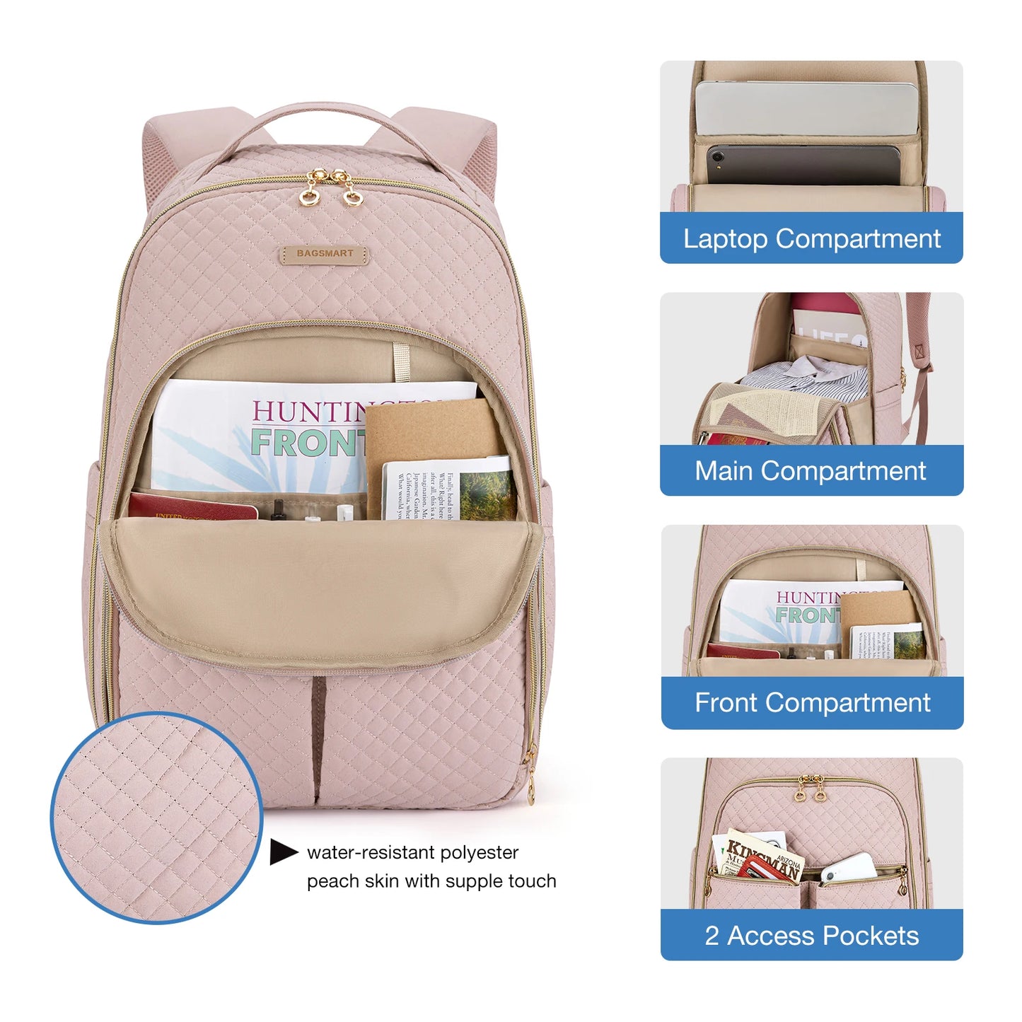 BAGSMART Travel Laptop Backpacks for Women Multi-compartment College Backpack for School Stylish Bookbag with USB Charging Port