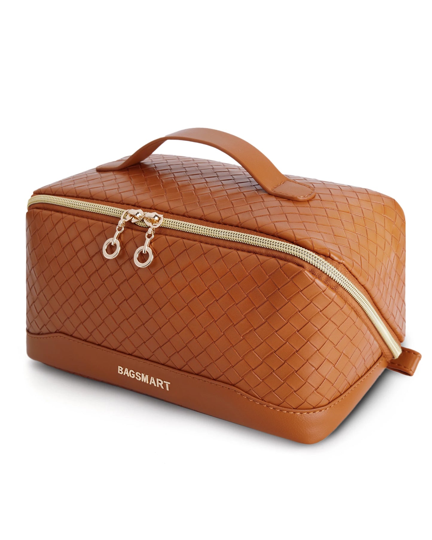 BAGSMART Travel Makeup Bag Cosmetic Bag for Women PU leather Portable Water-resistent Pouch Make Up Organizer Bag for Toiletries