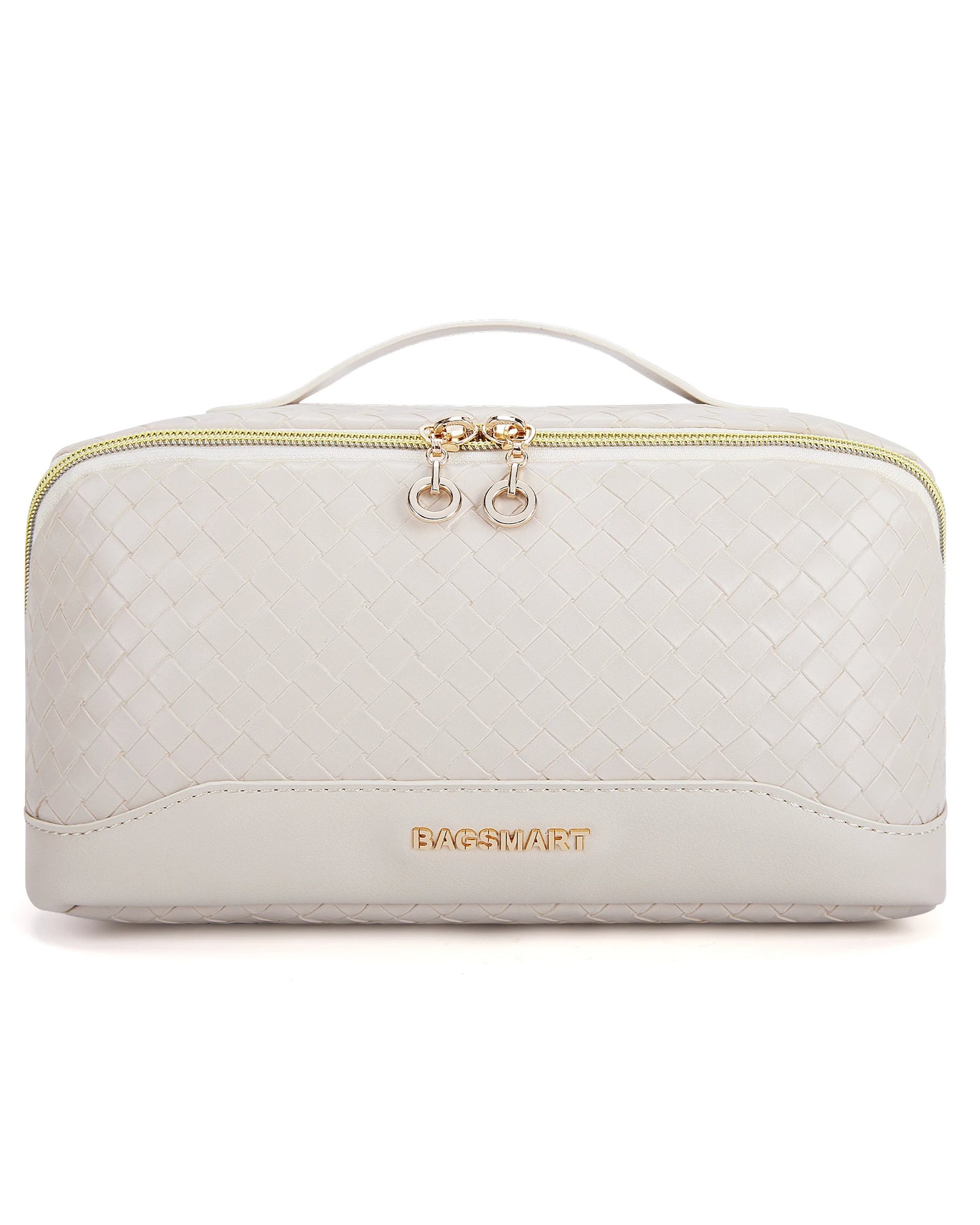 BAGSMART Travel Makeup Bag Cosmetic Bag for Women PU leather Portable Water-resistent Pouch Make Up Organizer Bag for Toiletries