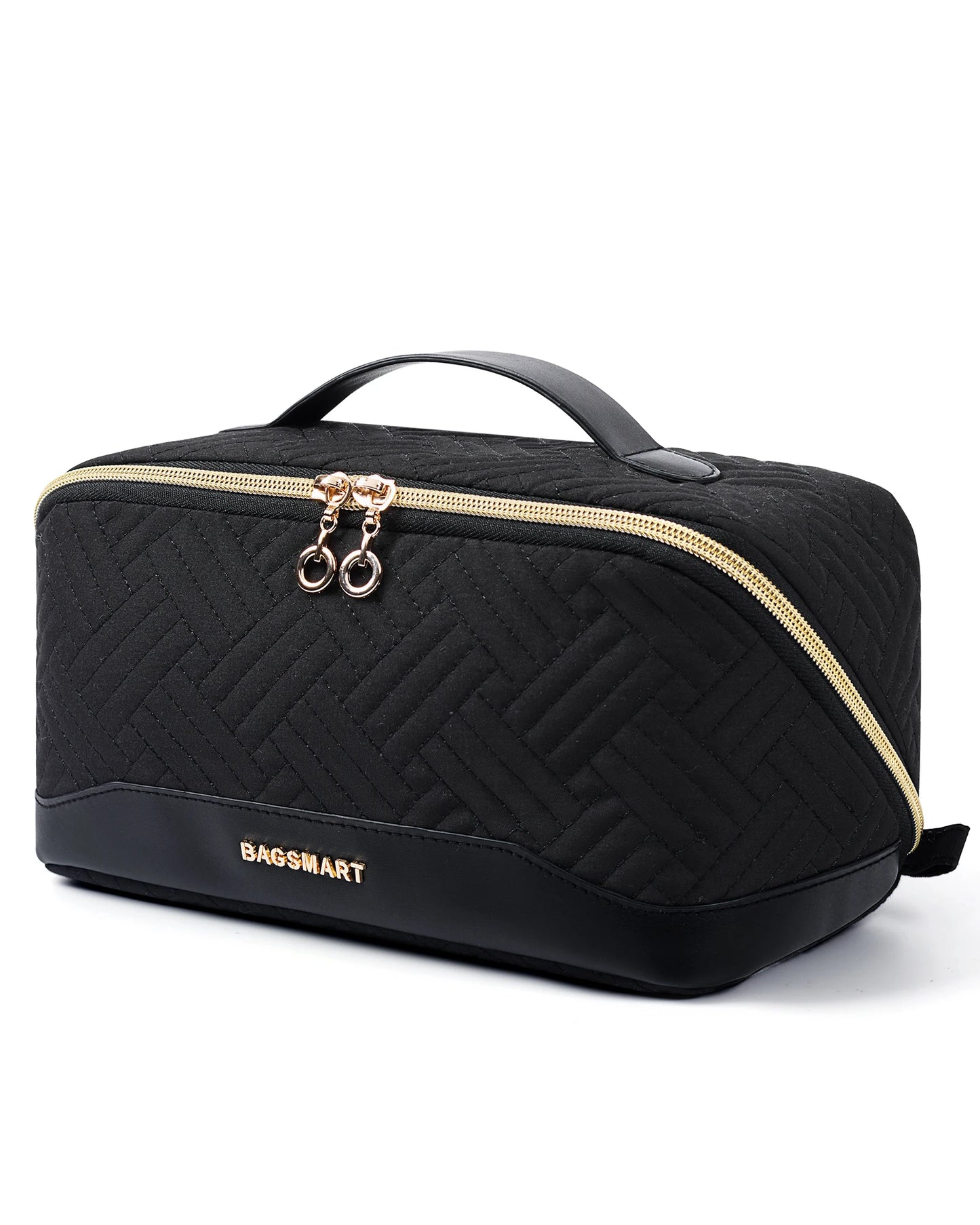 BAGSMART Travel Makeup Bag Cosmetic Bag for Women PU leather Portable Water-resistent Pouch Make Up Organizer Bag for Toiletries