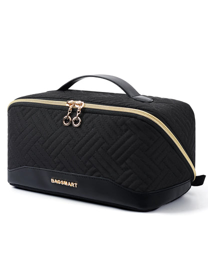 BAGSMART Travel Makeup Bag Cosmetic Bag for Women PU leather Portable Water-resistent Pouch Make Up Organizer Bag for Toiletries